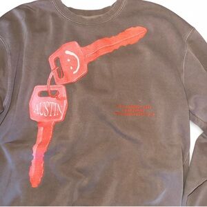 Post Malone Austin 2023 Tour Key Graphic Light Brown Crewneck Sweatshirt XL